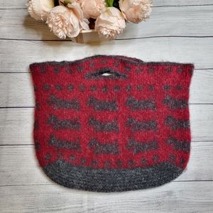 Upcycled Red Wool Sweater Scottie Dog Schnauzer Oversized Purse